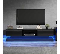 KOMHTOM Mobile TV nero con deposito, mobile TV 160 cm, lunghezza tavolo Television soggiorno, mobile da soggiorno (nero, 160 x 35 x 40,5 cm)