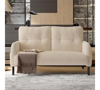 KOMHTOM Piccolo divano a 2 posti in velluto a coste con schienale alto comodo, 4 tasche e gambe in metallo, moderno divano angolare per soggiorno, camera da letto e ufficio (beige - 2 posti)