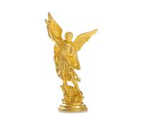 KOMI Statua di San Miguel Arcangel in oro da 8,1 cm, statua di San Michele per cruscotto auto, statuetta da collezione religiosa San Michele Arcangelo vittoriosamente su Satana