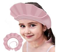 KOMIDK Cuffia da doccia per bambini, in silicone, regolabile, per lavaggio dei capelli, protezione da bagno, per bambini, bambini, colore rosa, piccola