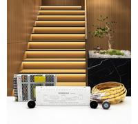 KOMIGANLED Set di luci per scale con rilevamento umano intelligente KMG-3233, striscia LED tagliabile lunga 100 cm per illuminazione scale interne Luce gradino a LED (Bianco caldo 3000K, 16 scale)