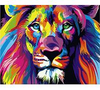 Komking Dipingi con i numeri, per adulti e bambini, kit per pittura con animali, kit per lavori artistici, regalo, leone colorato, 40,6 x 50,8 cm, senza cornice