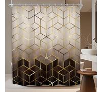 KOMLLEX Tenda da doccia astratta Ombre Marrone Moderno Marmo Arredamento Bagno 60Wx72H Lusso Oro Bronzo Geometrico Tenda da Doccia Set per Uomo Texture Accessori da Bagno Tessuto Poliestere