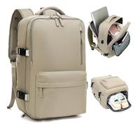 Kommodum - Zaino da viaggio Bagaglio a Mano 45x20x30 per Cabina Voli Aereo Borsa Porta PC Uomo Donna Custodia Laptop Computer Portatile fino ai 15,6” con ricarica USB KM05 KHAKI M