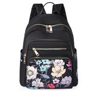 Kommodum - Zaino Donna Elegante Zainetto Viaggio Borsa a Spalla Borse Casual Multi-tasche con Tessuto Leggero impermeabile Tasca antifurto con Disegno Fantasia km34 (FIORI)