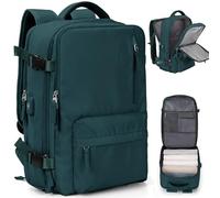 Kommodum - Zaino viaggio Bagaglio a Mano 45x20x30 Borsa da Cabina per Voli Aereo Porta PC Uomo Donna Laptop Computer Portatile fino ai 15,6” con ricarica USB KM05 VERDE