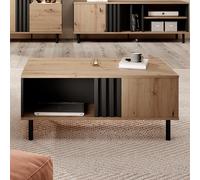 Komodee 2 Tavolini Notturni MELHUS - Rovere Noce - Antracite - Cassetti - Maniglie in Metallo - Larghezza 49 cm, Altezza 102 cm, Profondità 40 cm