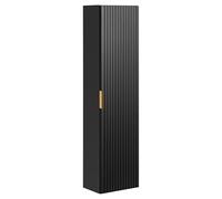 Komodee Armadietto da muro per bagno ADEN - Nero - Frontali Fresati - 35 x 140 x 25 cm