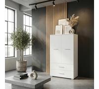 Komodee Armadio FAUSKE - 2 Cassetti - Bianco - Larghezza 69 cm, Altezza 130 cm, Profondità 36 cm
