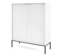 Komodee Cassettiera NANAIMO K104 - Bianca - Maniglie Dorate - Larghezza 104 cm, Altezza 125 cm, Profondità 39 cm