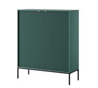 Komodee Cassettiera NANAIMO K104 - Verde - Maniglie dorate - Larghezza 104 cm, Altezza 125 cm, Profondità 39 cm