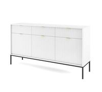 Komodee Cassettiera NANAIMO KSZ154 - Bianca - Maniglie Oro - 3 Cassetti - Larghezza 154 cm, Altezza 83 cm, Profondità 39 cm