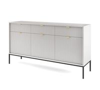 Komodee Cassettiera NANAIMO KSZ154 - Grigia - Maniglie Dorate - 3 Cassetti - Larghezza 154 cm, Altezza 83 cm, Profondità 39 cm