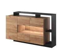 Komodee Commoda ALVDAL - Quercia - Antracite - Senza Maniglie - Larghezza 155 cm, Altezza 94 cm, Profondità 44 cm