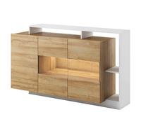 Komodee Commoda ALVDAL - Rovere - Bianco - Senza Maniglie - Larghezza 155 cm, Altezza 94 cm, Profondità 44 cm