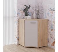 Komodee Commoda FAUSKE - Spaziosa - Angolare - Rovere Sonoma - Bianco - Larghezza 138 cm, Altezza 74 cm, Profondità 34 cm