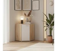 Komodee Commoda FAUSKE - Spaziosa - Angolare - Rovere Sonoma - Bianco - Larghezza 58 cm, Altezza 74 cm, Profondità 58 cm