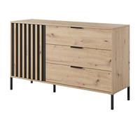 Komodee Commoda TANA - Quercia - Antracite - Cassetti - Lamelle - Larghezza 137 cm, Altezza 82 cm, Profondità 40 cm