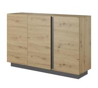 Komodee Commode ANDEBU KOM2 - Quercia - Grigio Grafite - Chiusura Silenziosa - Larghezza 138 cm, Altezza 91 cm, Profondità 40 cm