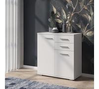 Komodee Commode FAUSKE - 2 Cassetti - 2 Ante - Bianco - Larghezza 69 cm, Altezza 74 cm, Profondità 34 cm