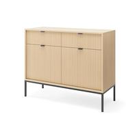 Komodee Commode NANAIMO KSZ104 - Colore Rovere - Maniglie Nere - 2 Cassetti - Larghezza 104 cm, Altezza 83 cm, Profondità 39 cm