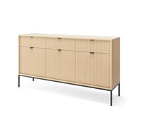 Komodee Commode NANAIMO KSZ154 - Colore Rovere - Maniglie Nere - 3 Cassetti - Larghezza 154 cm, Altezza 83 cm, Profondità 39 cm