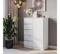 Komodee Commode SOLA - Bianco - 4 Cassetti - Larghezza 83 cm, Altezza 114 cm, Profondità 43 cm