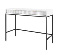 Komodee Consolle da toaletta NANAIMO - Bianca - Maniglie Dorate - Due Cassetti - Larghezza 104 cm, Altezza 77 cm, Profondità 50 cm