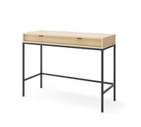 Komodee Consolle da toaletta NANAIMO - Colore Rovere - Maniglie Nere - Due Cassetti - Larghezza 104 cm, Altezza 77 cm, Profondità 50 cm