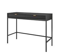 Komodee Consolle da toaletta NANAIMO - Nera - Maniglie Dorate - Due Cassetti - Larghezza 104 cm, Altezza 77 cm, Profondità 50 cm