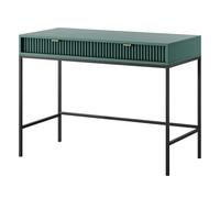 Komodee Consolle da toaletta NANAIMO - Verde - Maniglie Dorate - Due Cassetti - Larghezza 104 cm, Altezza 77 cm, Profondità 50 cm