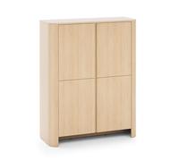 Komodee Credenza AMOS K103 - Rovere - Arrotondato - Chiusura Silenziosa - Larghezza 103 cm, Altezza 132 cm, Profondità 39 cm