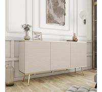 Komodee Credenza Banff K160 MDF - Beige - Gambe dorate - Fronti rigati - Larghezza 160 cm, Altezza 85 cm, Profondità 39 cm
