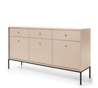 Komodee Credenza MONCTON MKSZ154 - Beige - Maniglie in Metallo - 3 Cassetti - Larghezza 154 cm, Altezza 83 cm, Profondità 39 cm