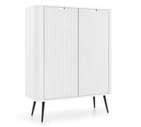 Komodee Credenza MORDEN K103 - Bianco - Frontali scanalati - Larghezza 103 cm, Altezza 129 cm, Profondità 39 cm