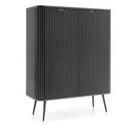 Komodee Credenza MORDEN K103 - Nero - Frontali scanalati - Larghezza 103 cm, Altezza 129 cm, Profondità 39 cm