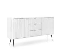 Komodee Credenza MORDEN KSZ168 - Bianca - Frontali scanalati - 3 Cassetti - Larghezza 168 cm, Altezza 87 cm, Profondità 39 cm