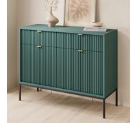 Komodee Credenza NANAIMO KSZ104 - Verde - Maniglie d'Oro - 2 Cassetti - Larghezza 104 cm, Altezza 83 cm, Profondità 39 cm