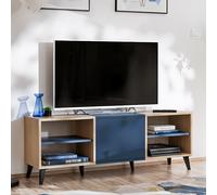 komodee Fondi Mobile Banc TV, Per Soggiorno, Stile Scandinavo, Blu/Legno Chiaro