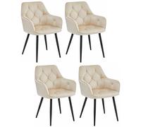 Komodee IRGOLI sedia imbottita in velluto beige con braccioli gambe in metallo per soggiorno, cucina, sala da pranzo, set di 4 pezzi, portata 110 kg