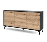 Komodee Jasper KSZ154 - Cassettiera, Rovere Evoke, Nero, Larghezza 154 cm, Altezza 77 cm, Profondità 39 cm