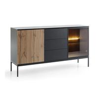 Komodee Laval KSZ154 - Cassettiera, Rovere Wotan, Nero con Profili, Larghezza 154 cm, Altezza 83 cm, Profondità 39 cm
