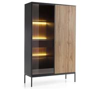 Komodee Laval WTSZ104 - Mobile con Illuminazione a LED, Nero, Rovere Wotan, Lamella, Larghezza 104 cm, Altezza 166 cm, Profondità 39 cm