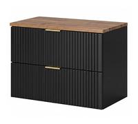 Komodee Mobile Bagno sospeso ADEN Nero/Rovere Wotan 2 cassetti 80x60x46 cm