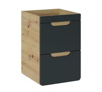 Komodee Mobile Bagno sospeso ARVIDA - Colore Rovere - Frontale Grigio - 2 Cassetti - 40 x 59 x 41 cm