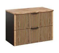 Komodee Mobile Bagno sospeso TILO Nero/Wotan 2 cassetti 80x60x46 cm