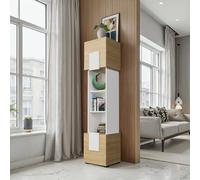 Komodee Mobile Torino, Rovere Olio, Bianco Artico, Larghezza 39 cm x Altezza 172 cm x Profondità 35 cm, per Soggiorno, Camera da Letto