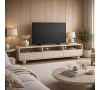 Komodee Mobile TV Camrose RTV2 - Cachemire - Corpo arrotondato - 3 cassetti - Larghezza 180 cm, Altezza 44 cm, Profondità 39 cm