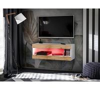 Komodee, Mobile TV, Tivoli TV2, Bianco/Wotan, Larghezza 100cm x Altezza 36cm x Profondità 35cm, LED RGB, per Soggiorno, Camera da Letto