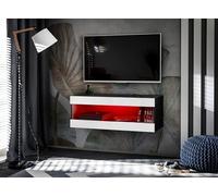 Komodee, Mobile TV, Tivoli TV2, Nero/Bianco, Larghezza 100cm x Altezza 36cm x Profondità 35cm, LED RGB, per Soggiorno, Camera da Letto
